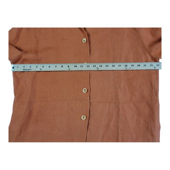 KY Creation Linen T Unique Orange Button Down Shirt Long Sleeve - Picture 12 of 12